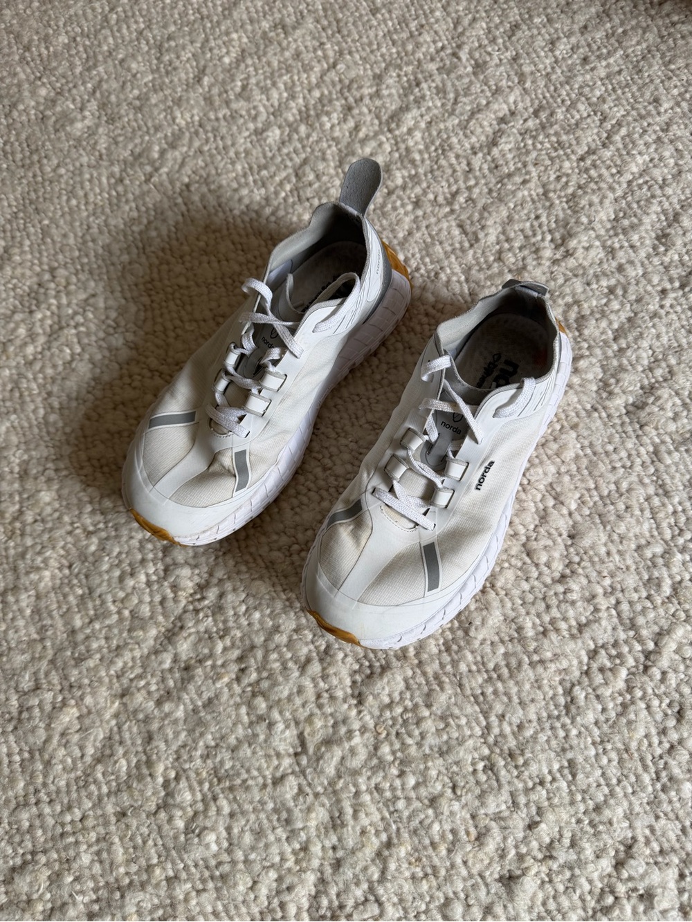 NORDA Women's White Athletic Sneakers with Gray Accents White Gum 001A